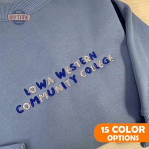 CUSTOM University Bubble Letter Embroidered Crewneck, Embroidered College Crew Sweatshirt, High School Hoodie, Gift for Graduation