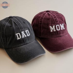 Gorra bordada familiar personalizada, fecha personalizada, gorra de béisbol vintage a juego, anuncio de embarazo, regalo para el Día de la Madre.