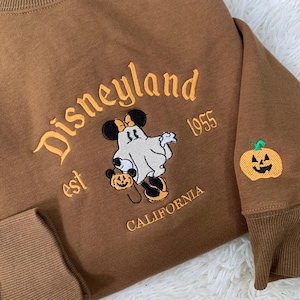Magical Land Embroidered Sweatshirt, Mouse Cartoon Ghost Embroidered Sweater, Halloween Embroidered Sweatshirt, Halloween Women Shirt