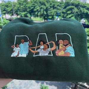 Dad Portrait Custom Embroidered, Custom PAPA Embroidered Sweatshirt, Portrait From Photo Embroidered Shirt, Custom Dad Hoodie, Gifts For Dad