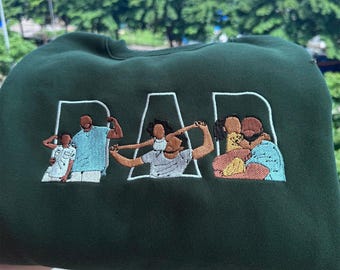 Portrait de papa personnalisé brodé, sweat-shirt brodé PAPA personnalisé, chemise brodée Portrait de photo, cadeau papa, cadeaux pour papa
