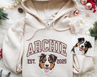 Custom Dog Face Embroidered Sweatshirt, Fathers Day Gift,Cat Sweatshirt, Dog Lover Sweatshirt, Personalized Pet Portrait Shirt