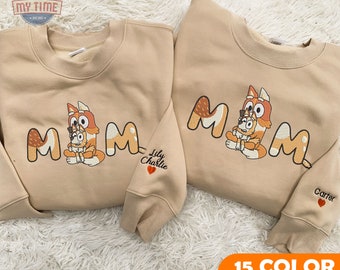 Mother's Day Embroidered Sweatshirt, Mum Mama Dog Embroidered Sweatshirt, Custom Embroidered Sweatshirt, Gift For Mama, Embroidered Hoodie