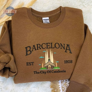 Embroidered Barcelona Sweatshirt, Embroidered The City Of Catalonia Unisex Sweatshirt or Hoodie, Embroidered Barcelona Spain Shirt image 3