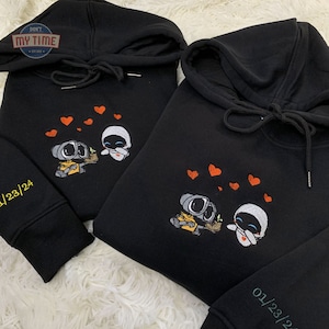 Moletom bordado de casal de desenho animado, moletom bordado de casal, moletom bordado de casal personalizado, dia dos namorados