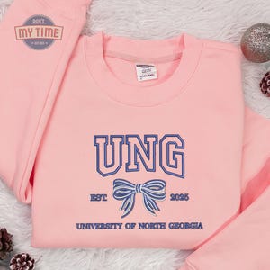 Custom College Embroidered, College Hoodie with Bow, Personalized School Colors Sweatshirt, Sorority Custom Sweaters, Back to College Gift