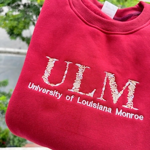 Custom Embroidered Floral Letter University Sweatshirt, Varsity Crewneck, Personalized College Logo Sweater, Graduation Gifts