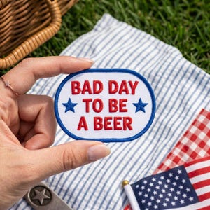 Toppa ricamata termoadesiva "Bad Day to Be a Beer", toppa con citazione divertente, regalo per amanti della birra, toppa per cappello da festa country, americana, toppa per cappello da camionista
