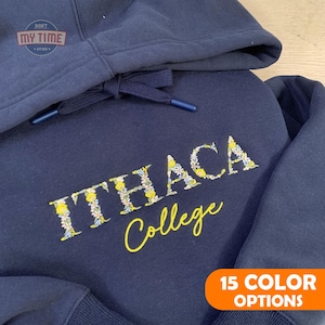 Custom Embroidered Floral Letter University Sweatshirt, Embroidered Varsity Crewneck, College Logo Sweater, Graduating Gifts