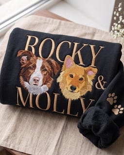 Custom Pet Portrait And Name Crewneck, Embroidered Custom Dog Photo Sweatshirt, Dog Face with Name Shirt, Pet Photo Tee, Dog Lover Gift