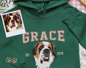 Pet Embroidered Sweatshirt, Embroidered Dog Hoodie, Custom Dog Face Embroidered Sweatshirt From Photo, Pet Lovers Gift, Christmas Gift