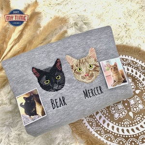Hunde Katzen Gesicht oder Name Stickerei für Haustier-Liebhaber Sweatshirt Hoodie T-Shirt, individuell besticktes Haustier Sweatshirt, personalisiert mit dem Foto Ihres Haustieres