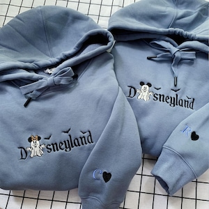 Custom Embroidered Cartoon Sweatshirt, Halloween Embroidered Sweatshirt, Couple Shirt, Couple Cartoon Characters Embroidered Hoodie
