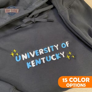 Embroidered University Sweatshirt, Embroidered College Crew Sweatshirt, High School Hoodie, Gift for Graduation, Trendy Shirt for College