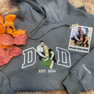 Embroidered Dad Shirt, Personalized Dad and Son Hoodie, Custom Embroidered Dad Sweatshirt with Photo, Birthday Gift for Dad from Mom