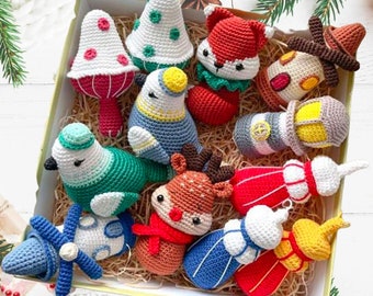 Retro Christmas Decorations Collection Pattern, Christmas Characters Crochet Pattern, Sweet Box Crochet Pattern, Amigurumi, Instant Download