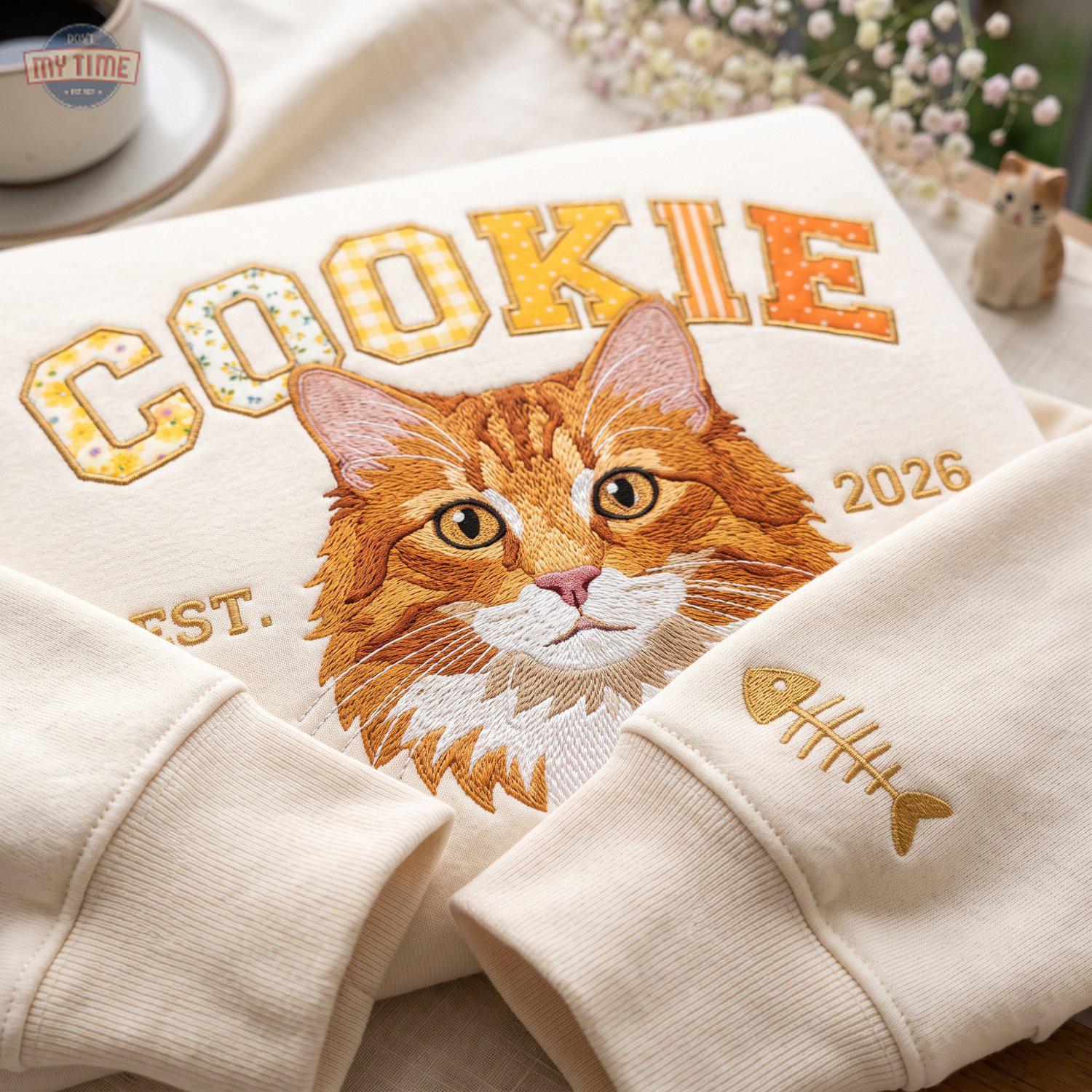 Embroidered Sweatshirt Kitty - Etsy
