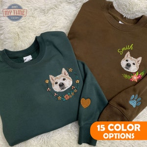 Custom Dog Portrait Embroidered Hoodie, Custom Pet Hoodie, Personalized Pet Face and Pet name Sweatshirt, Custom gift, Mother's Day Gift