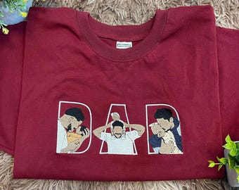 Bluza z kapturem dla taty z haftowanym portretem dziecka, spersonalizowana bluza z portretem, bluza z kapturem z portretem ojca ze zdjęcia, prezent na Dzień Ojca, bluzy z kapturem dla taty