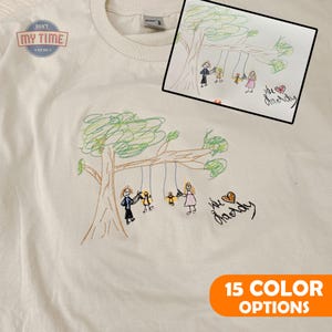 Personalized Custom Kids Drawing Shirt, Hand Drawn Art Sweatshirt, Custom Sketch Portrait Tee, Unique Gift for Mom Dad Aunt Sister