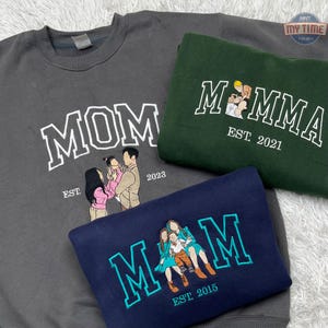 Family Reunion Custom Embroidered Portrait Sweatshirt, Personalized Embroidery Shirt, Gift for Dad Mom, Mother’s Day Father’s Day Shirt