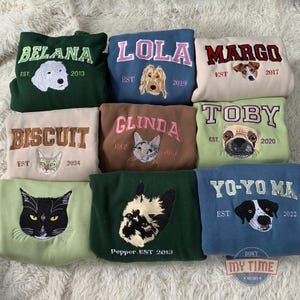 Custom Pet Embroidered Sweatshirt with Dog or Cat Photo and Name – Personalized Animal Lover Gift, Pet Memorial Shirt