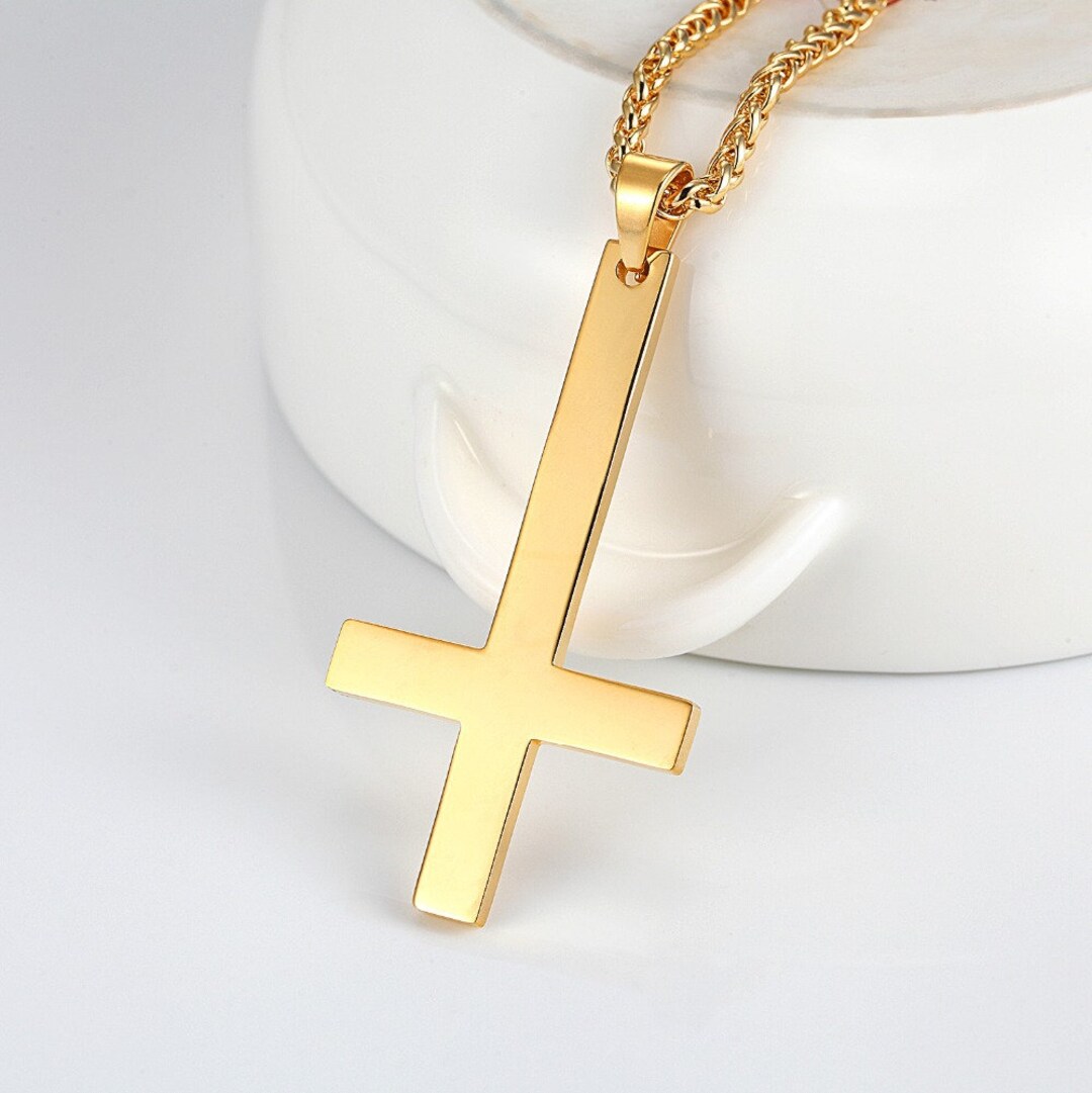 Upside Down Cross Necklace Cross Inverted Cross Necklace Etsy