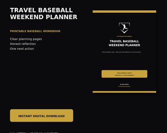 Travel Baseball Weekend Planner for Families | Tournament Schedule and Packing List Printable PDF