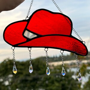 Stained Glass Rhinstone Cowboy Hat - Red