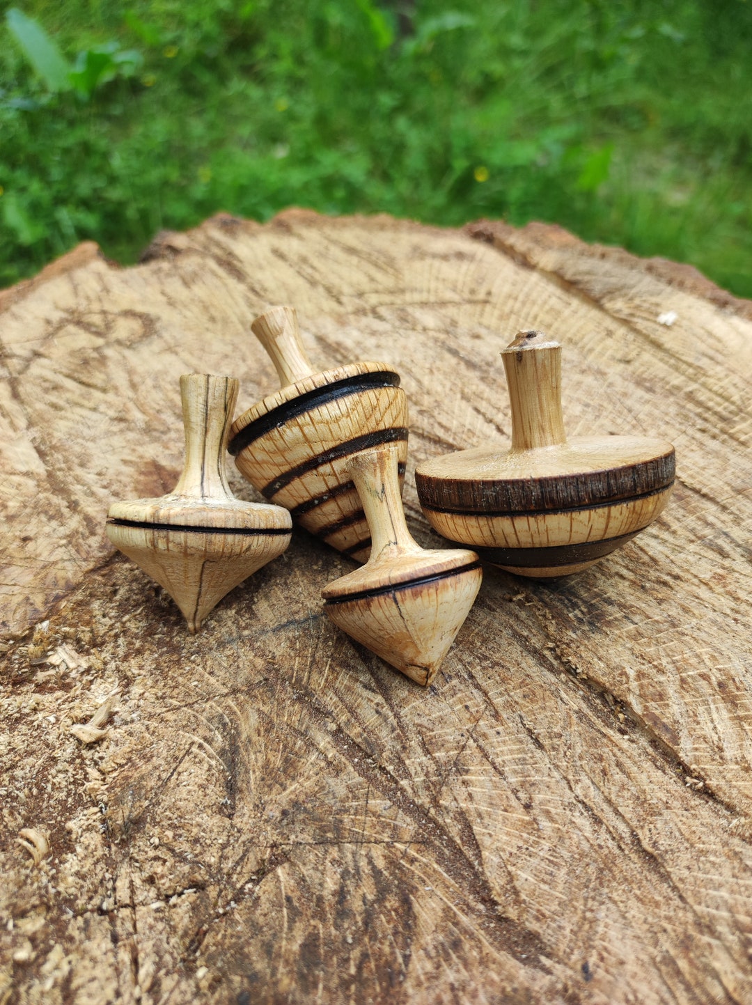 Handmade Wooden Spinning Tops Etsy