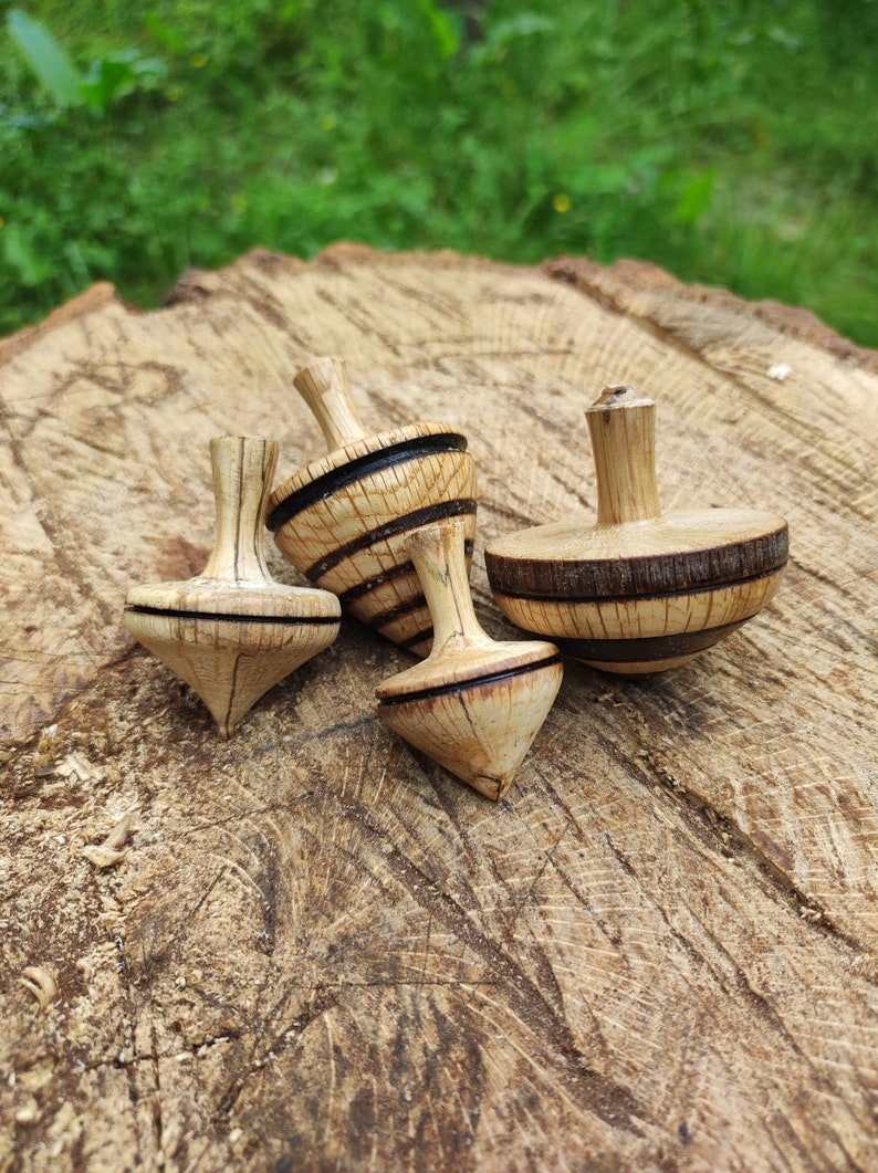 Handmade Wooden Spinning Tops Etsy