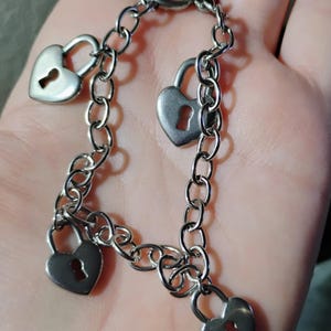 Stainless Steel Heart Lock Charms Bracelet