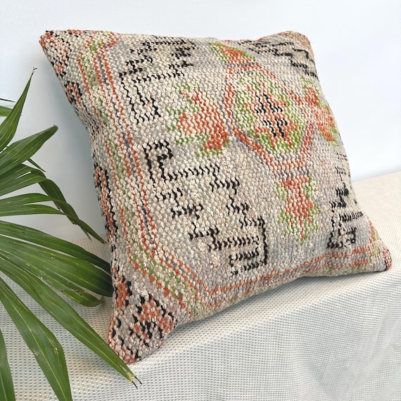 Kissenbezug, rustikales Kissen, 50x50 cm, Boho-Kissen, Dekokissen, Dekokissenbezug, Kelimkissen, Boho-Kissenbezug, Kissenbezug