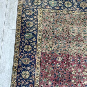 Turkish Area Rug, 6.4x9.7 ft, Geometric Scandinavian Decor Rug, Vintage Carpet, Oushak Rug, Hand Knotted Wool Anique Rug, Red Area Rug, image 8