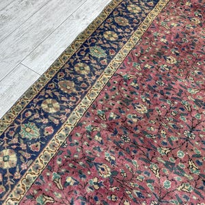 Turkish Area Rug, 6.4x9.7 ft, Geometric Scandinavian Decor Rug, Vintage Carpet, Oushak Rug, Hand Knotted Wool Anique Rug, Red Area Rug, image 5