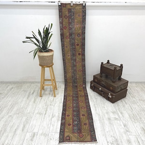 1,6 x 10,5 pies, Alfombra Kilim extralarga para escaleras, Alfombra extralarga vintage, Alfombra larga bohemia, Alfombra extragrande larga