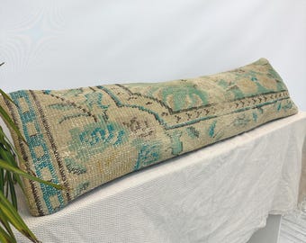 12 x 48 vintage kelim kussensloop, Turks lendekussen, lang rustiek kussen, boho bankkussen, handgemaakt tapijtkussen