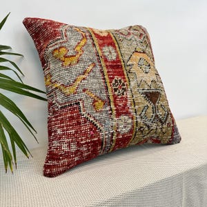 Kilim Cushions, Ethnic Pillow, Kilim Pillow, Handmade Rug Pillow Cover, Boho Decorative Pillow Cover, 20x20&quot;, Vintage Pillow Cover