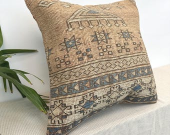 ハンドメイド ヴィンテージ パッチワーク キリム 枕 18x18 ボヘミアン