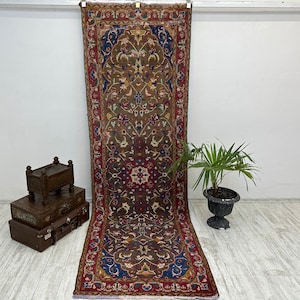 Special perfect long runner rug, Long runner, Long rug, Turkish runner rug, Colorful runner, Afghan rug, Heriz style rug, 3.4 x 10,6 FT,