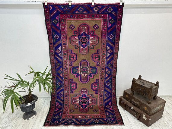 turkish rug, afghan rug, tribal rug, turkish rug, vintage rug, perfect rug, Pink turkish rug, interesting rug, livingroom rug, 4.4 x 7.7 ft,