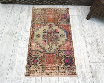 oranje kalkoen tapijt, wollen tapijt, klein tapijt 1,6 x 2,9 ft gratis verzending, Turks tapijt, deurmat tapijt, vintage boho tapijt, handgemaakt tapijt,