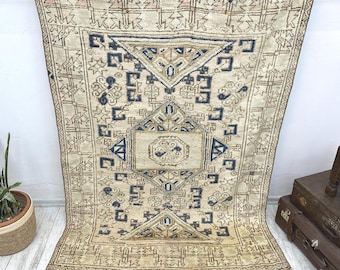 Turkish rug, Vintage rug, Handmade rug, Boho decor, Home decor rug, Floor rug, Organic wool rug, Oushak rug, Turkey rug 3.3 x 5.6 Ft