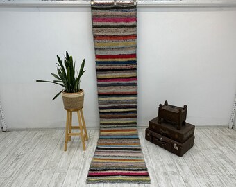Handcrafted Turkish Runner Rug - Handmade Runner Rug - Puffy Turkish Runner Rug for Hallway - 3 x 6.5 feet Rug - Long Hallway Rug
