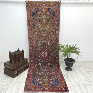 Special perfect long runner rug, Long runner, Long rug, Turkish runner rug, Colorful runner, Afghan rug, Heriz style rug, 3.4 x 10,6 FT,