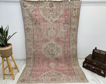 Oversize rug, Turkish rug, Area rug, Large rug, Vintage rug, Oushak rug, Living room rug, Bedroom rug, Wool rug, 5.9x9.2 feet,