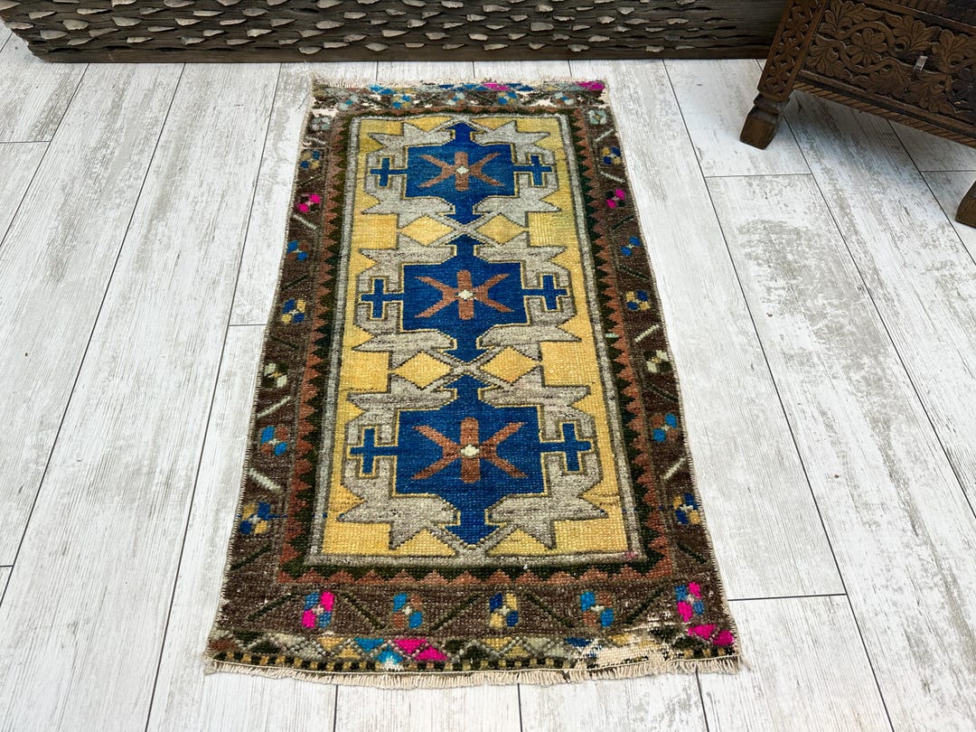 Turkish Rug Small Small Turkish Rug, Vintage Bath Mat, Turkish Mat Rug, Turkish Doormat ...