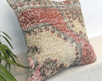 Decorative Vintage Rug Pillow 20x20 Eclectic Boho Style