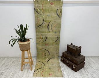 2.7X9.1 ft Turkish Farmhouse Runner Rug,Boho Rug, Vintage Rug,Vintage Runner Rug,Kitchen Rug,Soft Rug,2x9 Oushak Rug,Runner Rug,Hallway Rug