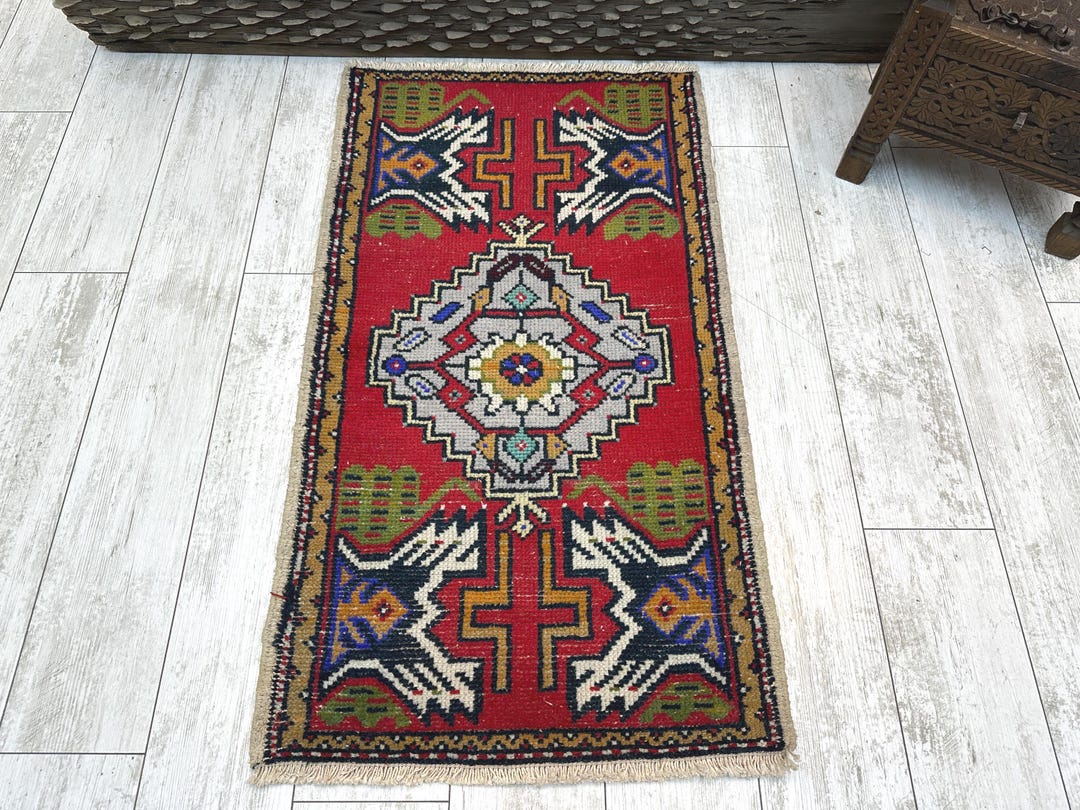 Turkish Rug Small Small Vintage Rug 1.9x3.5 Small Turkish Rug, Small Oushak Rug, Small ...